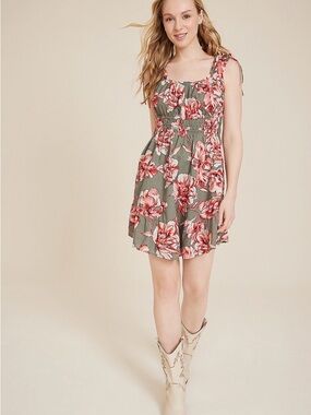 Maurices Floral Ruched Mini Dress